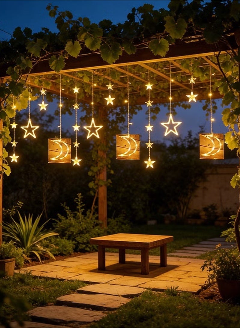 توبيتش أضواء رمضانية متلألئة، أضواء نجوم وقمر مع جهاز تحكم عن بعد وحافظة بطارية، أضواء زينة بيضاء دافئة لزينة رمضان - Image 3